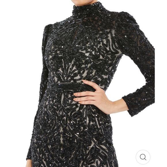 NWOT Mac Duggal mock neck cocktail midi dress - Picture 2 of 16